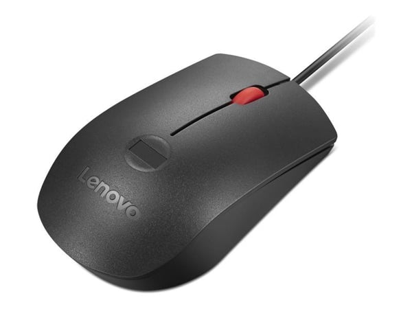 Lenovo - Mus - optisk - 3 knapper - kablet - USB - svart, rød