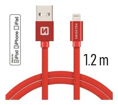 Swissten 71524206, 1,2 m, Lightning, USB A, Hankjønn, Hankjønn, Rød
