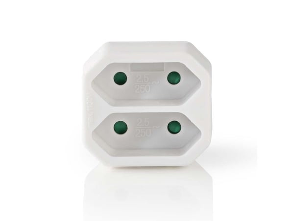Nedis PSSPL200C1WT, Sisätila, Valkoinen, 2 AC-pistorasia(a), 230 V, 1700 W, 2,5 A