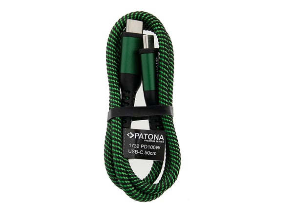 PATONA 1732, 0,5 m, USB C, USB C, USB 2.0, 0,48 Gbit/s, Musta, Vihreä