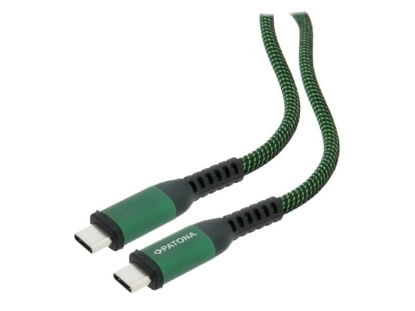 PATONA 1733, 1 m, USB C, USB C, USB 2.0, 0,48 Gbit/sek, svart, grønn