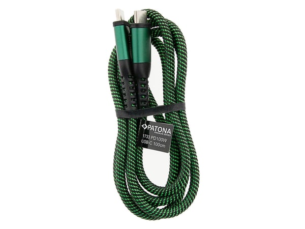PATONA 1733, 1 m, USB C, USB C, USB 2.0, 0,48 Gbit/sek, svart, grønn