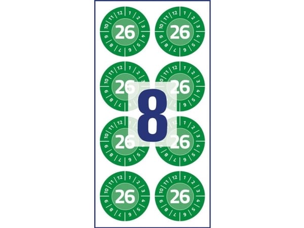 Inspektionsetiketter, Avery, 6944-2026 30x30mm green, antal etiketter pr. ark : 8 pakke a 10 stk