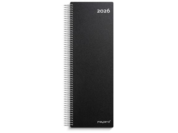 Spiralnoteringskalender dag sort PP-plast 2026