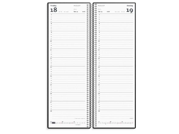 Spiralnoteringskalender dag sort PP-plast 2026