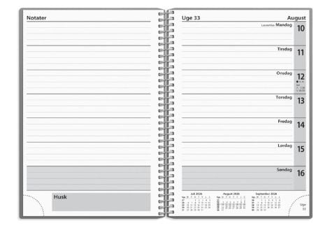 Ugekalender tværformat grå PP-plast 2026