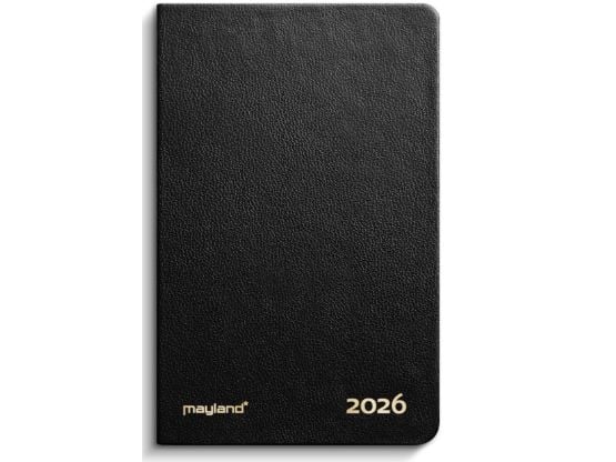 Mayland 16162010, 328 ark, Innbundet (hardcover), Kunstig lær, Svart, 1 uke på 2 sider, Linjerte ark