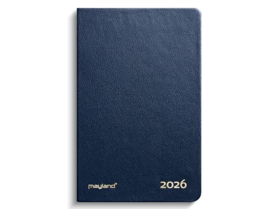 Mayland 16162000, 328 sheets, Hardcover, Faux leather, Blue, Spiral binding, Week on 2 pages