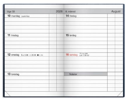 Mayland 16162000, 328 sheets, Hardcover, Faux leather, Blue, Spiral binding, Week on 2 pages