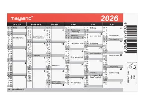 Mini kalender 2026