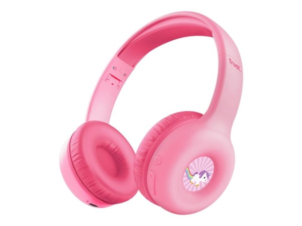 Trust Nouna - Hodetelefoner med mikrofon - on-ear - Bluetooth - trådløs, kablet - 3,5 mm jakk - rosa