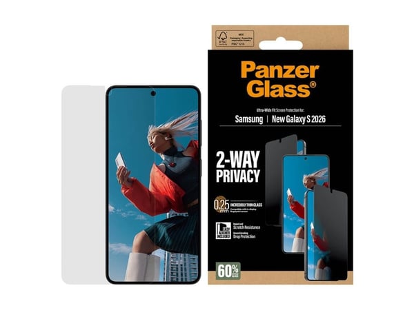 PanzerGlass ® 2-Way Privacy Screen Protector Samsung Galaxy S26 | Ultra-Wide Fit w. EasyAligner, Samsung, Samsung - Galaxy S26, Asennus kuivana, Na...