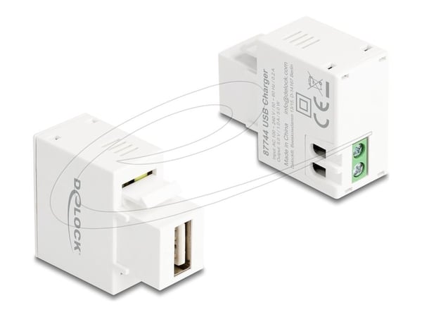 DeLOCK 87744, Tasainen, Valkoinen, USB A, 2-pin terminal, Naaras, 170 mm