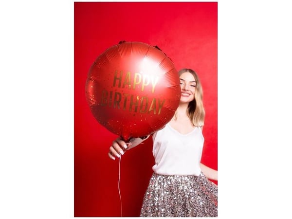 Rød Happy Birthday folieballong