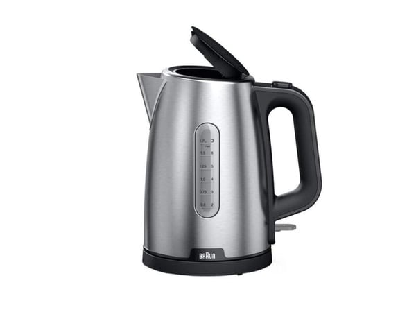 Braun PurShine WK102AI-WK1500BK, 1,7 L, 2200 W, Musta, Ruostumaton teräs, Metalli, Veden tason ilmaisin, Ylikuumenemissuoja