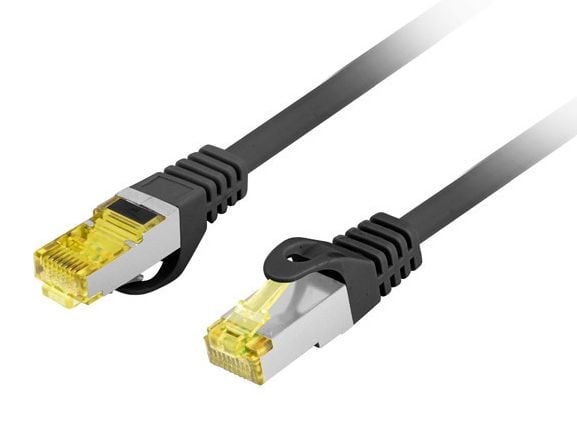 Lanberg - Koblingskabel - RJ-45 (hann) til RJ-45 (hann) - 6 mm - S/FTP - CAT 6a - halogenfri, uten hindringer, strandet kobber - svart