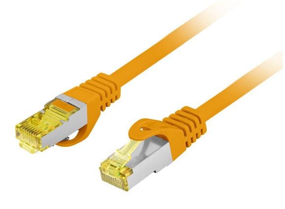 Lanberg - Koblingskabel - RJ-45 (hann) til RJ-45 (hann) - 6 mm - S/FTP - CAT 6a - halogenfri, uten hindringer, strandet kobber - oransje
