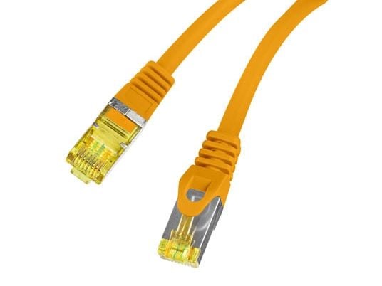 Lanberg - Koblingskabel - RJ-45 (hann) til RJ-45 (hann) - 6 mm - S/FTP - CAT 6a - halogenfri, uten hindringer, strandet kobber - oransje