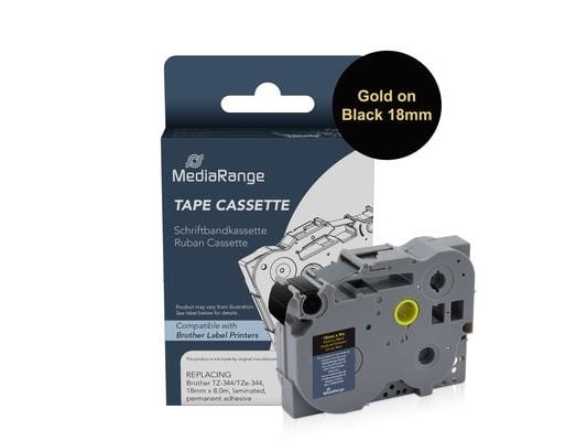 MediaRange MRBTZ344, Gull på svart, Permanent akryl, 1 stk, TZ/TZe, Grå, Plast