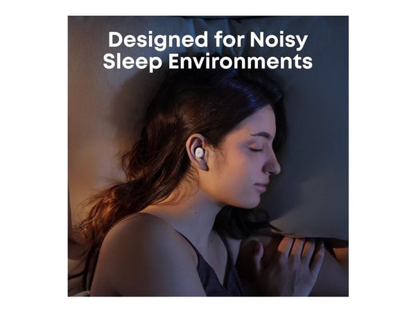 Anker Soundcore Sleep A30 - True wireless-hörlurar med mikrofon - inuti örat - Bluetooth - aktiv brusradering - månsken vit