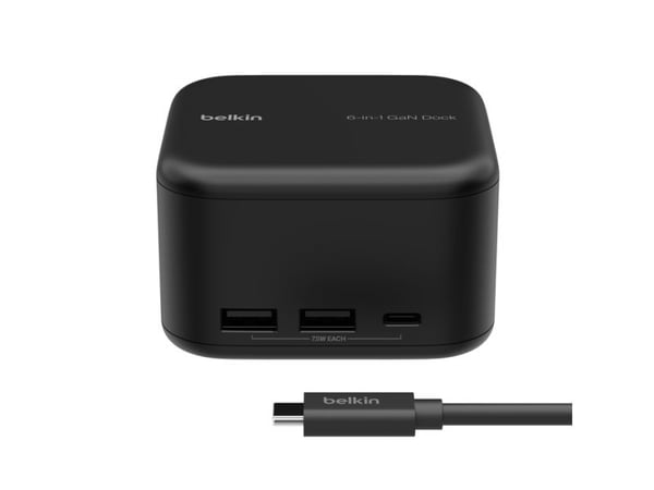 Belkin Connect, Kabel, USB 3.2 Gen 1 (3.1 Gen 1) Type-C, 96 W, 1000 Mbit/s, Svart, 5 Gbit/s
