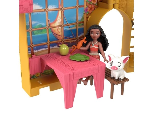 Disney Princess Vaiana Storytime Stackers-dukkehus med liten dukke, dyrevenn og 9 tilbehør, 3 år, Jente, 440 mm, 350 g, Flerfarget