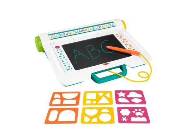 Fisher-Price Learn & Doodle Desk, kladdfri skriv- och ritplatta med LCD-skärm för barn, 3 År, Batterier krävs, LR44, Plast, Multifärg