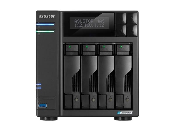 ASUSTOR Lockerstor 4 Gen2+ AS6704T V2 - NAS-server - 4 brønner - SATA 6Gb/s - RAID JBOD, 0, 1, 5, 6, 10 - RAM 4 GB - 5 Gigabit Ethernet - iSCSI støtte