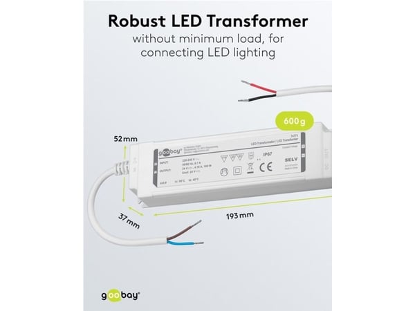 Goobay 74771, Elektronisk lystransformator, Hvit, IP67, -20 - 45 °C, 100 W, 220 - 240 V