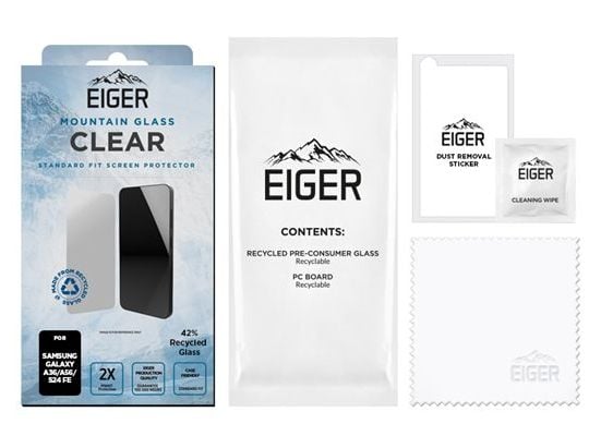 EIGER EGSP01031, Samsung, Galaxy A56 / A36 / S24 FE, Ripebestandig, Sjokkresistent, Støvresistent, Støtbestandig, Fallbestandig, Gjennomsiktig, 1 s...