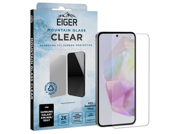 EIGER EGSP01031, Samsung, Galaxy A56 / A36 / S24 FE, Ripebestandig, Sjokkresistent, Støvresistent, Støtbestandig, Fallbestandig, Gjennomsiktig, 1 s...
