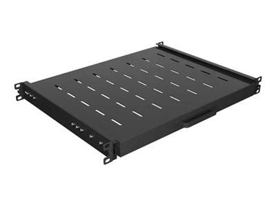 Lanberg - Skjutsregalhylla - 445 x 350 mm, lastkapacitet upp till 35 kg, 4-punkts montering - svart, RAL 9004 - 1U - 19"