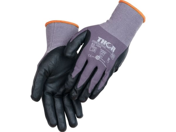 Nitrilhansker dyppet på fingrene THOR Flex Tech str. 8 sort (12 stk.)