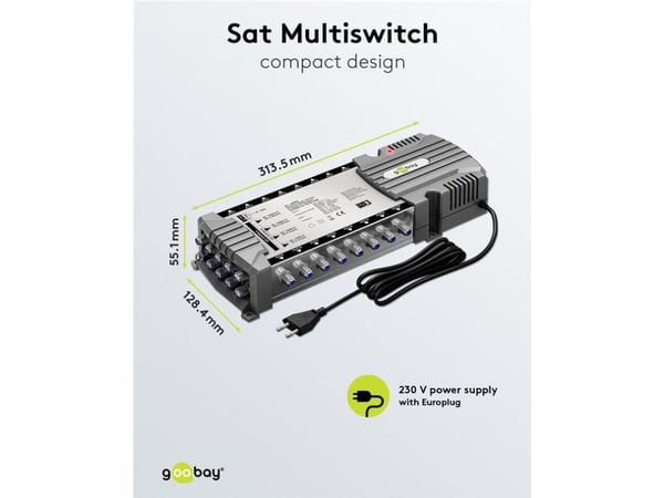Goobay 64884, 9 innganger, 16 utganger, 950 - 2150 MHz, 47 - 862 MHz, 230 V, 0 - 50 °C