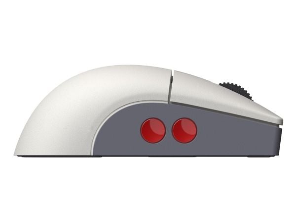 8Bitdo Retro R8 Mouse N Edition, Ambidekstriøs, Optisk, RF Wireless + Bluetooth + USB Type-C, 26000 DPI, Grå, Hvit