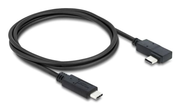 Delock - USB-kabel - USB-C (hann) rett til USB-C (hann) venstre/høyre-vinklet - USB 3.2 / Thunderbolt 3 - 48 V - 5 A - 50 cm - up to 40 Gbps data t...