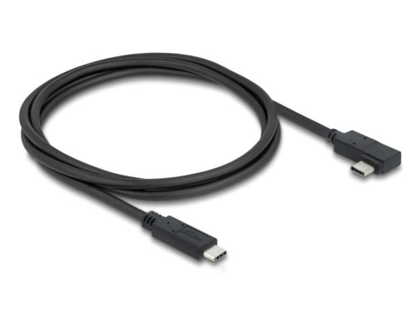 Delock - USB-kabel - USB-C (hann) rett til USB-C (hann) venstre/høyre-vinklet - USB 3.2 / Thunderbolt 3 - 48 V - 5 A - 1 m - up to 40 Gbps data tra...