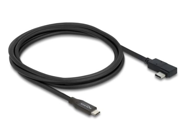 Delock - USB-kabel - USB-C (hann) til USB-C (hann) vinklet - USB 3.2 / Thunderbolt 3 - 48 V - 5 A - 2 m - USB Power Delivery (240 W), up to 40 Gbps...