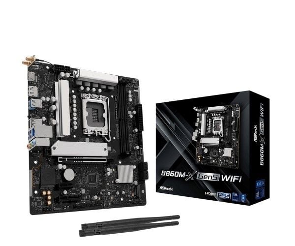 ASRock - Hovedkort - LGA1851-sokkel - B860 Chipset - USB 3.2 Gen 1 - innbygd grafikk (CPU kreves) - HD-lyd (8-kanalers)