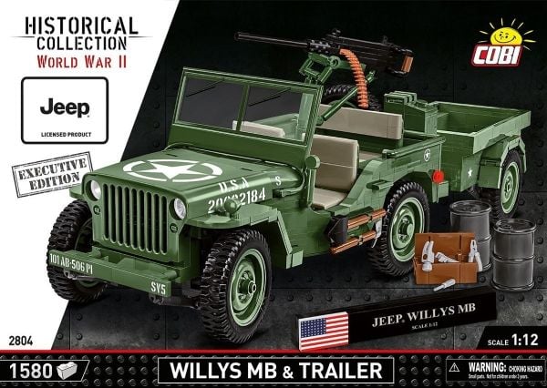 COBI Willys MB & Trailer - Executive Edition, Rakennuspakkaus, 10 vuosi/vuosia, 1580 kpl