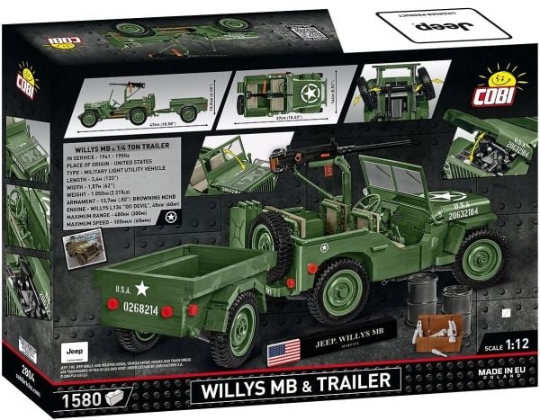 COBI Willys MB & Trailer - Executive Edition, Rakennuspakkaus, 10 vuosi/vuosia, 1580 kpl