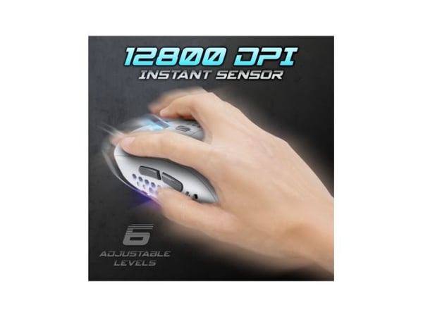 Spirit of Gamer PRO-M4 ARTIC, Oikeakätinen, Optinen, USB A-tyyppi, 12800 DPI, Valkoinen
