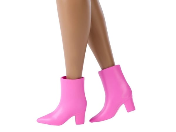 Barbie Deluxe Style -nukke #10 pinkissä denimpuserossa ja hameessa, joissa rusettiprintti, mustat hiukset, Muotinukke, Naaras, 4 vuosi/vuosia, Poik...