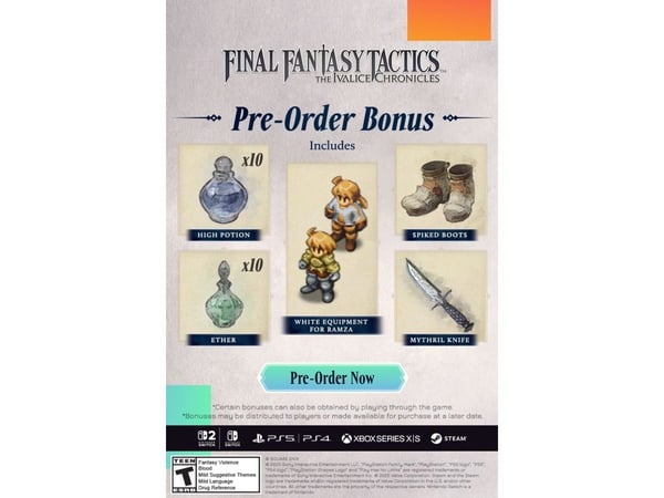 Microsoft FINAL FANTASY TACTICS - The Ivalice Chronicles (Xbox Series X|S), Xbox Series X/Series S, T (ungdom), Last ned