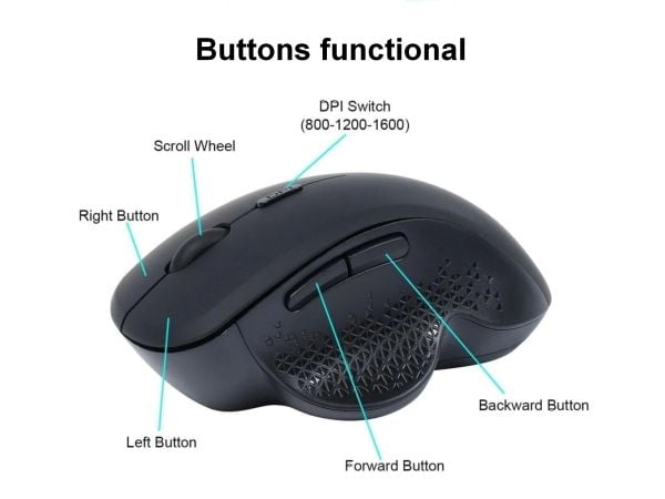 Equip 245121, Oikeakätinen, Optinen, RF Wireless + Bluetooth, 1600 DPI, musta