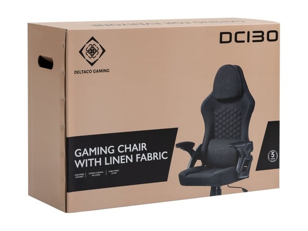 Deltaco DC130 Soft Woven Mesh -pelituoli, musta