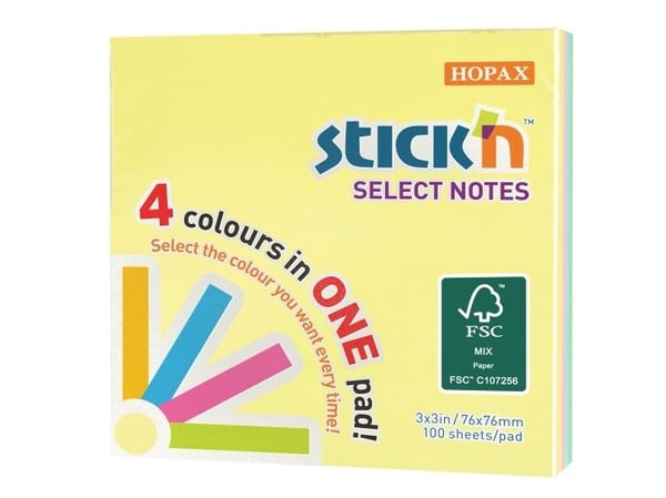 Magic Notesblok 76x76 100 Blad Assorterat Pastel - (12 stk.)