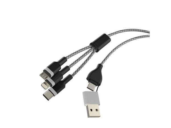 Sinox SHD04960, 1 m, USB C, USB C/Micro-USB B/Lightning, USB 2.0, 0,48 Gbit/s, Svart