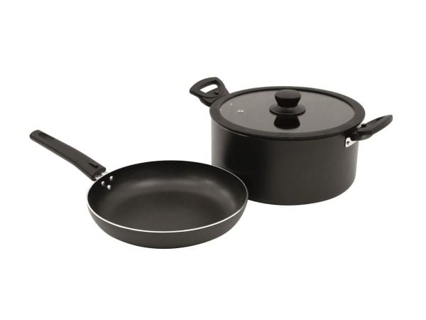 Outwell 650598, Kokkärlsset, Aluminium, 5 L, Svart, Svart, Glas