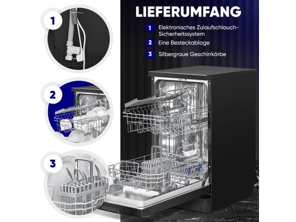 Bomann GSP 7418, Frittstående, Slimline (45 cm), Svart, Knapper, Berøringskontroll, LED, Kaldt